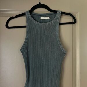 Blue/Grey Ribbed Tank Top